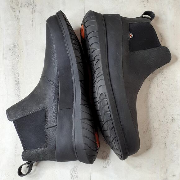 Mens Bogs Ankle Boots Black Size 9 Leather Waterproof - Picture 6 of 10